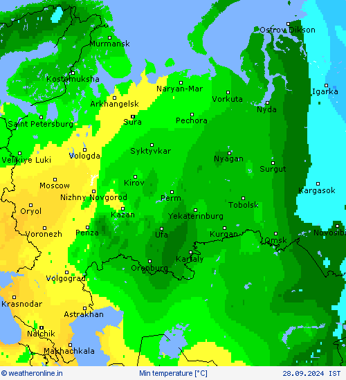 Min temperature Forecast maps